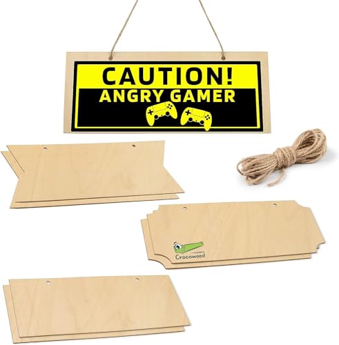 6 St Unfertiges Holzschild - Holzschilder Blanko Weihnachten Rechteck Holz Malen - Blanko Holzschilder zum Beschriften, Aufhängen DIY und Brandmalerei - Hängendes Holzschild Blanko von Crocowood