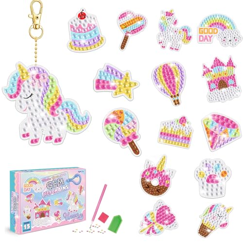 15 PCS Schlüsselanhänger Diamond Painting Kinder ab 6 7 8 9 10 Jahre Bastelset Kinder ab 6 7 8 9 Jahre Basteln Mädchen 6 7 8 9 10 Jahre Kreatives Weihnachts Geburtstag Geschenk 6 7 8 9 Kit von Croloutoy