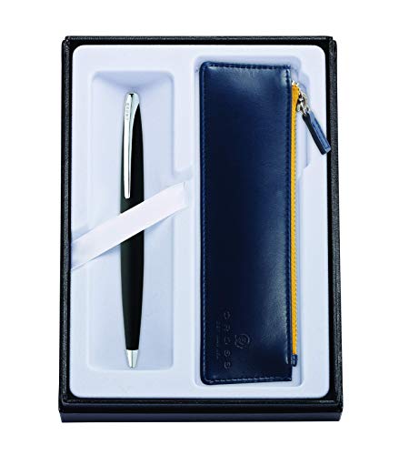 Cross ATX Geschenkset (Kugelschreiber in schwarz/chrom und Reißverschlussmäppchen) mitternachtsblau von Cross