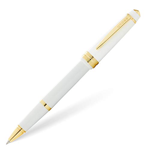 Cross Bailey Light Kugelschreiber (Strichstärke F, Schreibfarbe: schwarz, inkl. Geschenkverpackung) Weiß-Lack mit goldfarbenen Beschlägen von Cross
