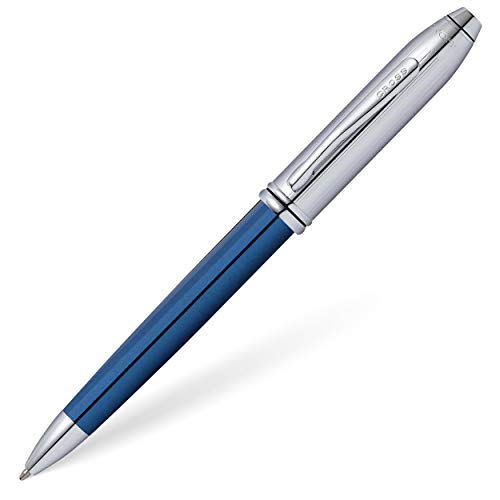 Cross Townsend Kugelschreiber (Limited Edition, Strichstärke M, Schreibfarbe: schwarz, inkl. Luxus Geschenkbox) Blau-Chrom von Cross