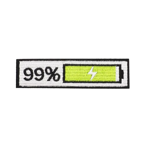 2 Stück 99% Full Charge Stickerei Patches – Punk-Stil Taktische Klettabzeichen, geeignet für Westen, Rucksäcke und Kleidung von Crrpatch