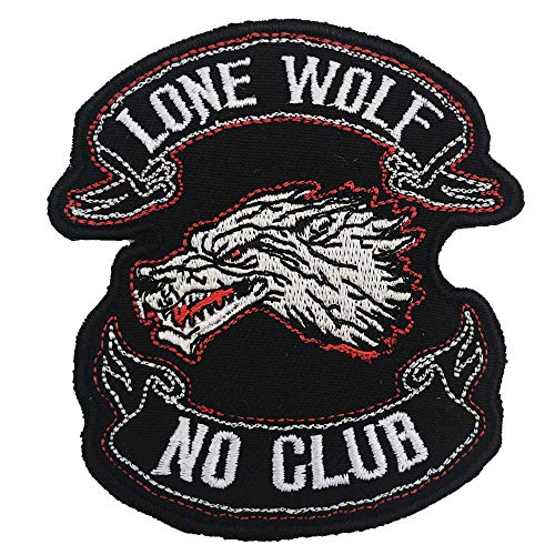 Zwei Sets bestickter taktischer Häkelabzeichen mit einsamem Wolf und einem Punk-Patch ohne Club für Westen, Rucksäcke und Kleidung von Crrpatch