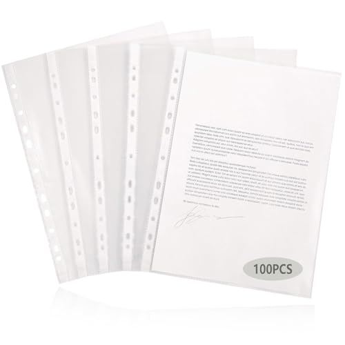 100er Pack Premium Prospekthüllen, A4 Original PP-Kunststoff Für transparent,0.05mm genarbt oben offen Klarsichtfolie Plastikhülle Klarsichthülle ideal，Sicht-Hüllen Plastikhülle für A4 Ordner Dokumen von Crrynuo