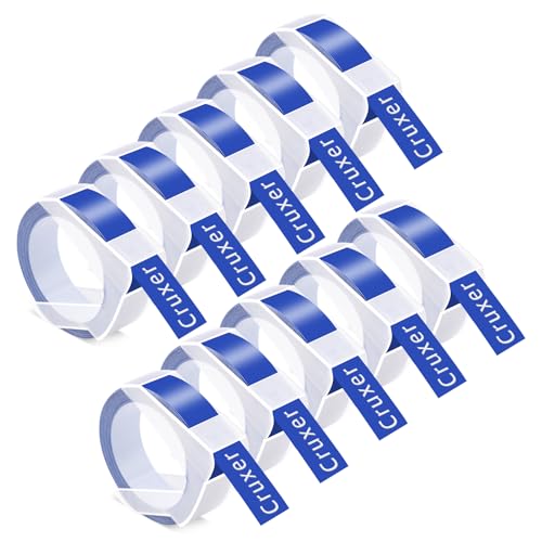 Cruxer 10er-Packung Kompatibel für Dymo 3D S0898142 521206 Blau Kunststoff Prägebändern Bänder, 12mm x 3m Schriftband Ersatz für Office Mate II 1540 154000 Organizer Xpress Pro 1575 Beschriftungsgerät von Cruxer