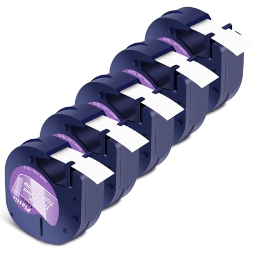 Cruxer 5er-Packung Kompatibel für Dymo Letra Tag 16952 16951 12267 12268 S0721530 Transparent Etikettenband Bänder, 12mm x 4m Schriftband Ersatz für Dymo LetraTag LT-100H Plus LT-100H 2000 QX50 XM XR von Cruxer