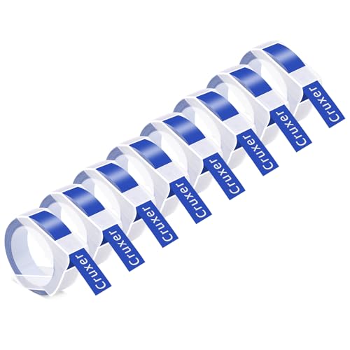 Cruxer 8er-Packung Kompatibel für Dymo 3D S0898142 521206 Blau Kunststoff Prägebändern Bänder, 12mm x 3m Schriftband Ersatz für Office Mate II 1540 154000 Organizer Xpress Pro 1575 Beschriftungsgerät von Cruxer