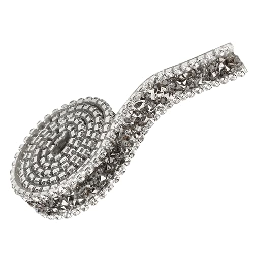 Cryfokt Cryfoktruc53xnt47-01 Netz-Wickelrolle, 15 mm Schleifenband, Rockdekoration, Haar-Accessoire, glitzerndes Kristall-Strassband, 91 cm, für Hochzeitskleid für Tasche, Mineralgrau von Cryfokt