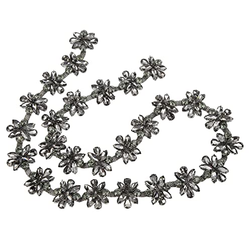 Strassbesatz, Strasskette, 3,5 Cm Breit, 1 Yard für Hochzeitsfeier, Geburtstagsfeier (Gun Grey Marquise) von Cryfokt