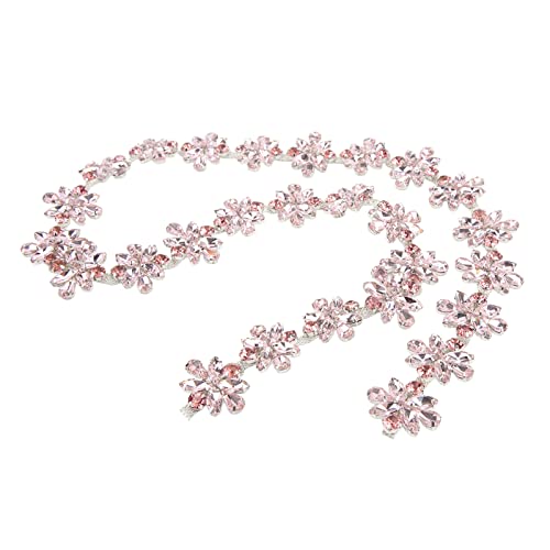 Strassbesatz, Strasskette, 3,5 Cm Breit, 1 Yard für Hochzeitsfeier, Geburtstagsfeier (Rosa Marquise + Wassertropfen-Blumen-Diamantkette) von Cryfokt