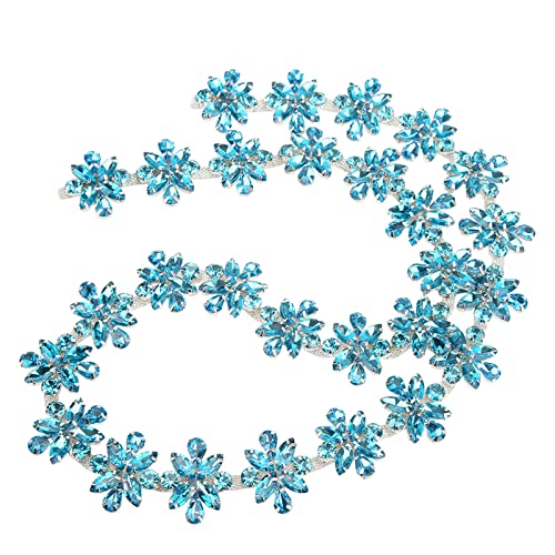 Strassbesatz, Strasskette, 3,5 Cm Breit, 1 Yard für Hochzeitsfeier, Geburtstagsfeier (Seeblaue Marquise) von Cryfokt