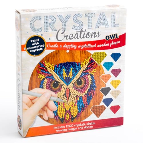 Crystal Creations Eule Kristallisiertes Holzschild Kit - Diamant-Malsets für Erwachsene - Kunst und Handwerk Geschenke - Diamant Mosaik Kit von Crystal Creations