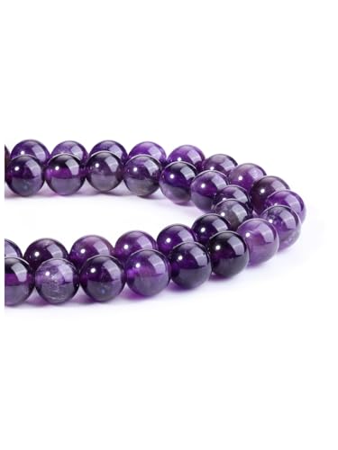 CrystalTears Perlen zum Auffädeln 8mm 100 Stück Amethyst Stein Lose Runde Edelsteinperlen mit Loch Perlen für Armbänder Halsketten DIY Schmuckherstellung von CrystalTears