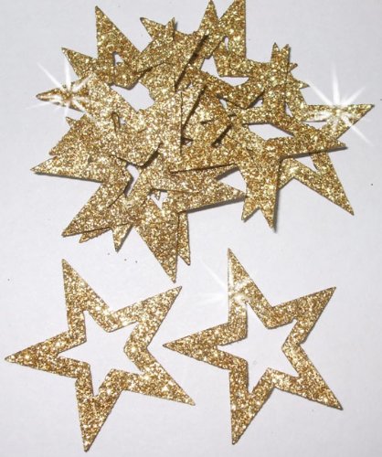 48 Fabric Glitter 35 mm Stern Outline zum Aufbügeln gold von CrystalsRus