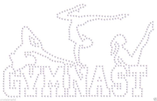 Bügelbild/Aufnäher, Applikation, Motiv: 3 Turnerinnen und Schriftzug „Gymnast“ aus Strasssteinen, T-Shirt-Verzierung ab von CrystalsRus