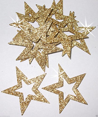 CrystalsRus Goldfarbener 35 mm selbstklebender Glitzerstern-Aufkleber, Kartenherstellung, Basteln und Weihnachten von CrystalsRus