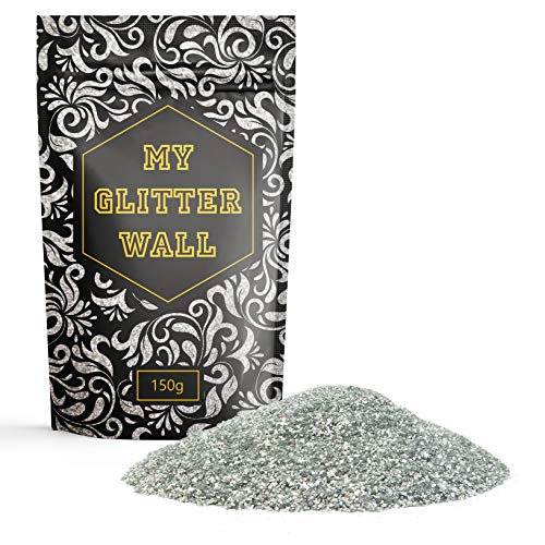 MyGlitterWall Silber Glitzer für Dispersionsfarbe, 150 g, Glitzer für Wandfarbe zum mischen, Glitter Farbzusatz - perfekt für innen und außen von CrystalsRus