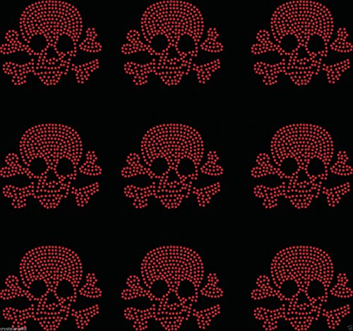 Rote 9 x kleine gefüllte Totenkopf-Applikationen zum Aufbügeln mit Strasssteinen Rote 9 x kleine gefüllte Totenkopf-Applikationen zum Aufbügeln mit Strasssteinen von CrystalsRus