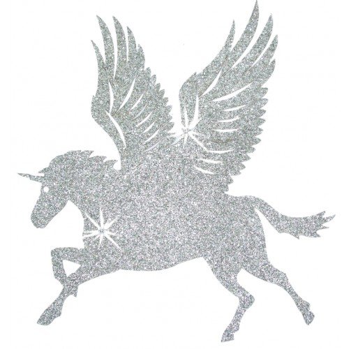 Stoff Glitzer groß Einhorn Flügel Pferd Silber zum Aufbügeln DIY Bling Patch-T-Shirt Transfer von CrystalsRus