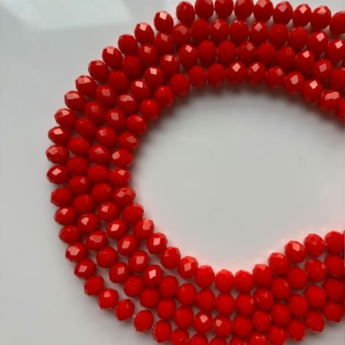 CrzBeadss Briolette-Glasperlen zur Schmuckherstellung, 8 mm, facettierte Kristallperlen für Armbänder, rote Glasperlen, Großpackung für Handwerk, Weinanhänger, Windspiele, Sonnenfänger, 265 Stück von CrzBeadss