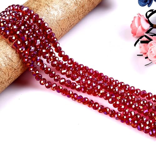 CrzBeadss Briolette-Kristallglasperlen zur Schmuckherstellung, 8 mm, facettierte Glasperlen für Armbänder, Kristallglas-Abstandshalter zum Basteln, für Halsketten, Weinanhänger, Sonnenfänger, Rot, 330 von CrzBeadss