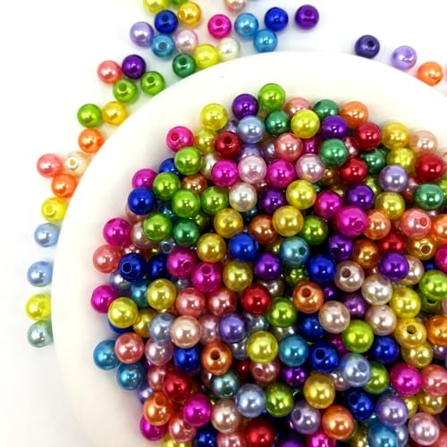 CrzBeadss Perlen mit Loch, 3 mm Perlen für Schmuckherstellung, bunte lose Abstandshalter, hochglänzende, runde Perlen für Armbänder, Halsketten, Haare, Basteln, Dekoration und Vasenfüller, 4000 Stück von CrzBeadss