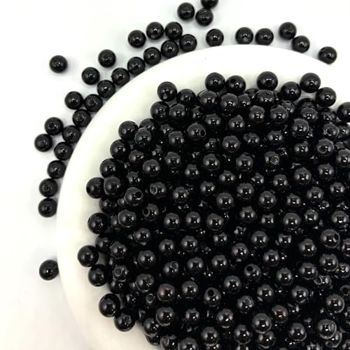 CrzBeadss Perlen mit Loch, 3 mm Perlen für Schmuckherstellung, schwarze lose Abstandshalter, hochglänzende, runde Perlen für Armbänder, Halsketten, Haare, Handwerk, Dekoration und Vasenfüller, 4000 von CrzBeadss