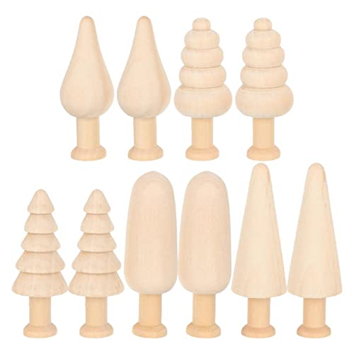 10pcs unvollendete Holzbäume Peg Puppen Mini -Bäume für Bastelholz leer Malereien Spielzeugmodelle für DIY -Dekoration von Csafyrt