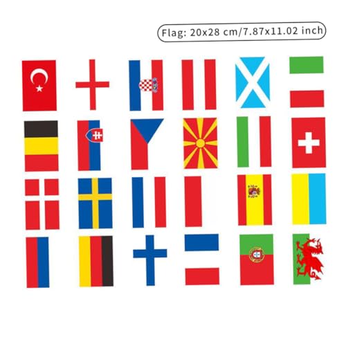 24 Country Flags Banner 2021 Europäische Fußballmeisterschaft Bunting Hanging Decor Large von Csafyrt