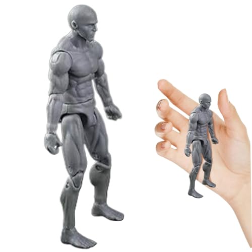 Aktionsfigur Körper, 4,1 -Zoll -PVC -Blind -Action -Figur, DIY -Poable -Figur, Sammlerbetriebszeichnung Zeichnung Figur für Ausstellung, Spiel, Modellierung, Szenenspiel, Grau/Männlich von Csafyrt