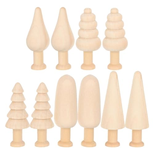 Csafyrt 10pcs hölzerne Weihnachtsbaum unvollendete Holzbäume Peg Doll Mini Bäume für Handwerk Holz Leere Malerei Baumspielzeugmodelle von Csafyrt