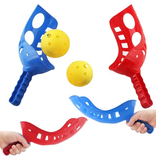 Csafyrt 2 Set Scoop Ball Parent-Kind-Schaufel-Ballspiel umfasst 4 Scoops 2 Bälle Impact-resistente Outdoor Beach Picnic Family Yard-Spiele für Kinder und Erwachsene von Csafyrt