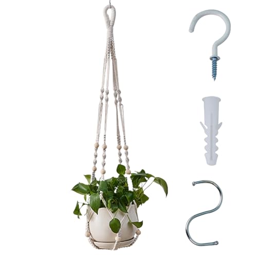 Csafyrt Macrame Pflanzenbügel 35in belüftet gewebter dekorativer Hängepflanzenhalter mit Holzperlen DIY Pflanzenhalter für Hausbalkon Gartenzubehör kein Pflanzer Keine Pflanze von Csafyrt