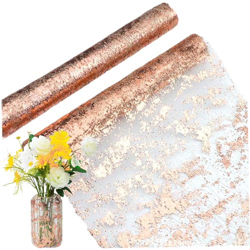 Csafyrt Rose Gold Tischläufer 2pcs 11x108 Zoll Gold Runner für Tisch exquisit Cuttable Polyester Esstischdekor für Hochzeit Babyparty Geburtstagsfeier von Csafyrt