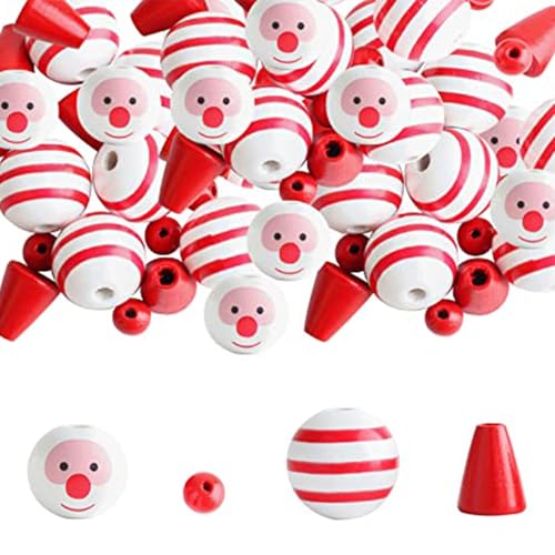 Csafyrt Snowman Perlen 120pcs Weihnachten Schneemann -Perlen DIY Winter Snowman Holzperlen Weihnachten rote lockere runde Perlen Ornamente für Handwerk DIY, Weihnachten, Partyzubehör von Csafyrt