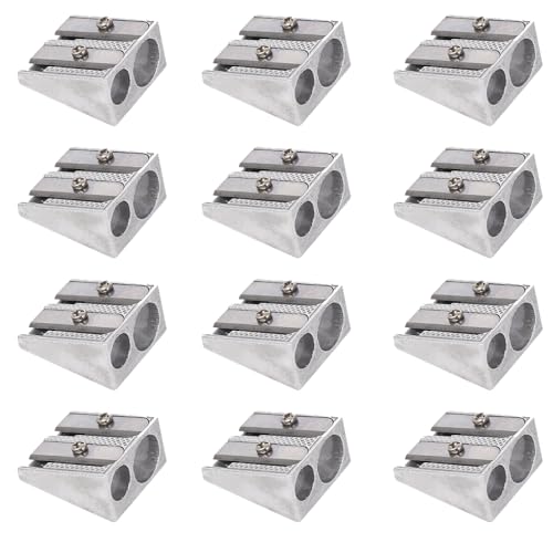 Metallstiftschärfer 12pcs 2 Löcher Handgehaltene Bleistiftspitzer tragbarer manueller Carpenter Bleistiftspitzer von Csafyrt