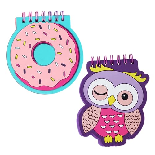 Mini Spiral Notebook 2pcs kleine Memo -Pad süße Donut -Eule Mini -Tasche Notebook Flexible Bindungsringe Mini -Notizbilder PVC Cover Style 1 von Csafyrt