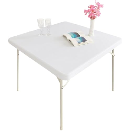 Quadratische Tischdecke 33.5x33.5 elastische Kante ausgestattete Tischdecke Kratzerfaltenfest Polyester Tabelle Abdeckung Wasserschutzwache Weiß von Csafyrt