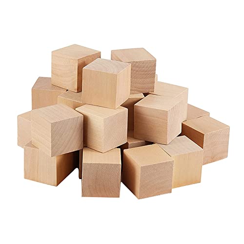 Csirnto 20 Stück Holzwürfel 3x3x3cm Holzwürfel Groß Bastelwürfel Holzbausteine Naturbelassene Unbehandelte Blanko Holzklötze Quadrat Würfel Holz Würfel Holzblock Bausteine Holz von Csirnto