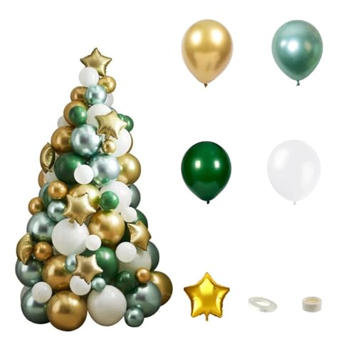 1 Set Weihnachtsbaum-Ballon-Turm mit goldenem Sternballon für Weihnachten, Zuhause, Party, Dekoration, Geschenkzubehör von Csnbfiop