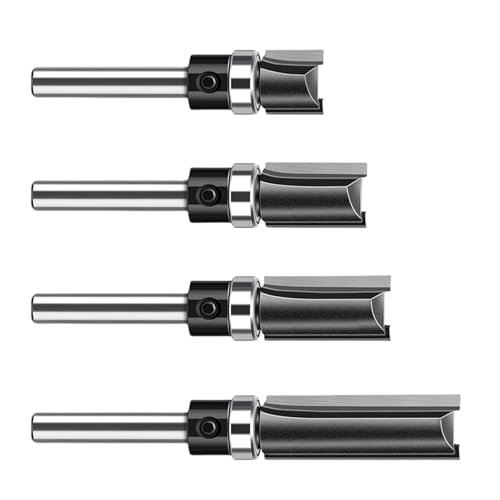 4pcs 1/4 Zoll Vorlagenverkleidungsscharnierhäfen Router Bit Gerade Endmühle Trimmers Reinigen Flush Trim Cutter Tool von Csnbfiop