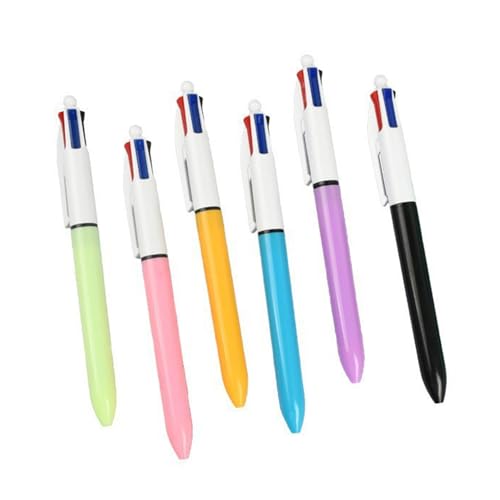 6 PCs Retractable Ballpoint Pen Multicolored Pen Kugelschreiber 4 In 1 Shuttle Stift Schulmaterial Für Schüler von Csnbfiop