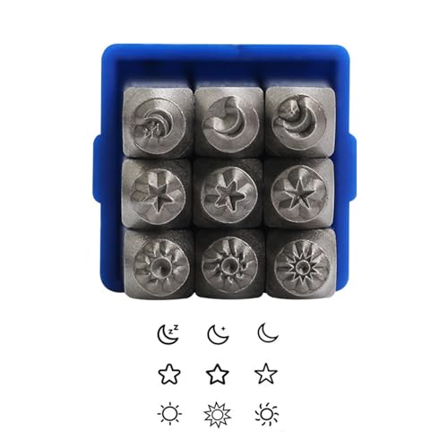 Celestials Robustes Stahl Metallstempel Set Für Die Schmuckherstellung Werkzeugset Und Personalisierung Mit Sonne Mond Stern Designs von Csnbfiop