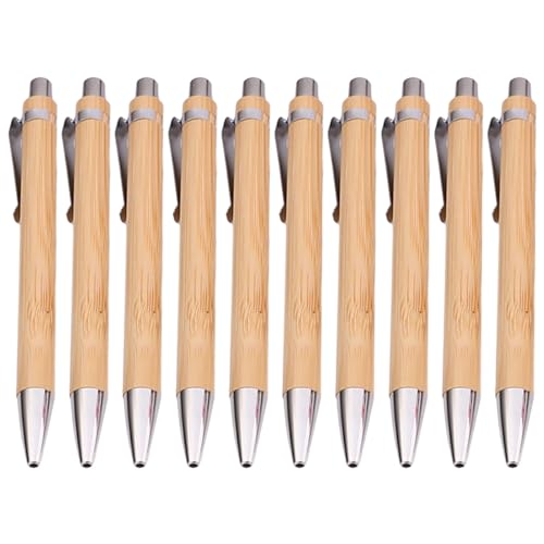 Csnbfiop 10x/Set 0 5mm Bambus Stift Einziehbarer Kugelschreiber Journaling Stift Glatte Schreiben Stift Schreibwaren Zum Schreiben von Csnbfiop