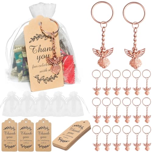 Csnbfiop 30 Stück Schlüsselanhänger mit Organzasbeutel, für Hochzeit und Geburtstage, Party, Schmuck, Segen, elegante Partys, Souvenir von Csnbfiop