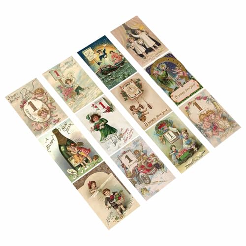 Csnbfiop Packung Mit 12 Vintage Frohes Neujahr Weinflaschenetiketten Selbstklebendes Aufkleber Set Für Weihnachtsfeiern Event Dekoration von Csnbfiop