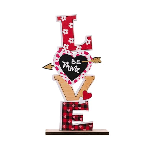 Csnbfiop Tischschild Mit „Love Kiss“ Schriftzug Aus Holz Mit Zwergenfigur Zum Verschenken Zum Valentinstag Oder Dekoration Für Heimregale von Csnbfiop