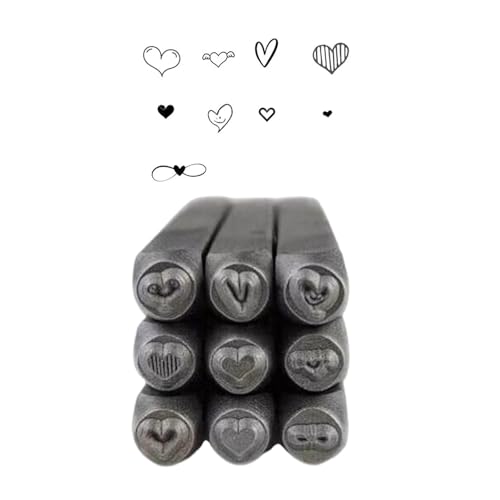 Set Von 9 Love Series Stempel Für Metall Und Holzdämpferschmuck Stempelwerkzeug Leder Puncher Crafting Accessoires von Csnbfiop