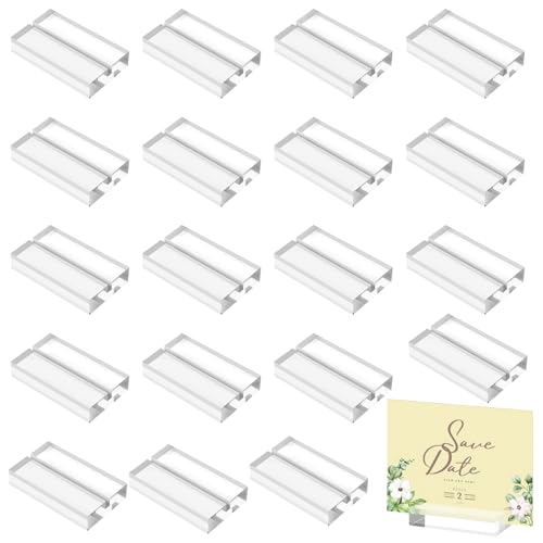 20 Stück Tischkartenhalter, Klare Acrylständer Kartenhalter, Transparenter Fotohalter für Hochzeit Partys Menükartenhalter Postkartenhalter Bankette Fotoständer Kartenständer (50 x 30 x 10 mm) von Csuntikulo