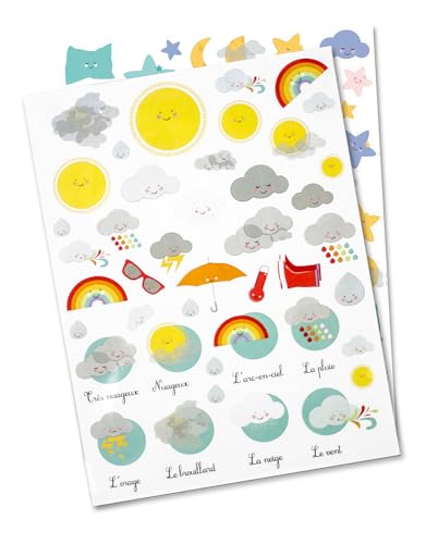 Aufkleber mit Wettermotiven, 109 Stück, Sticker Tag Nacht Aufkleber Kinder Scrapbooking von Ctop